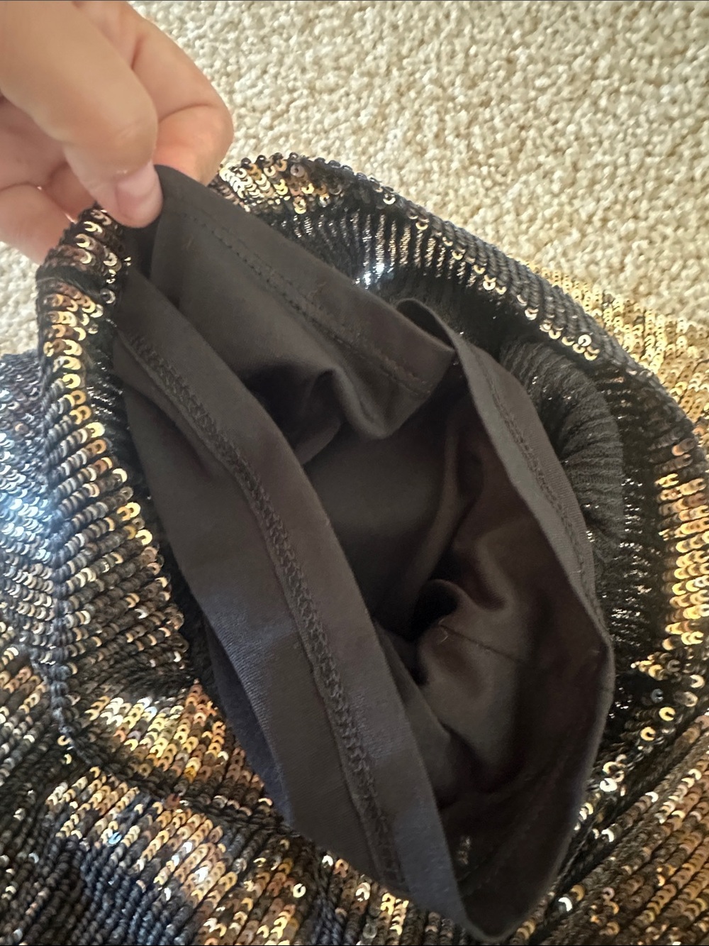 Sequin Wide-Leg Pants in Metallic Gold - Picture 4 of 4